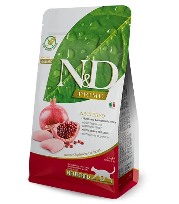 Farmina N&D Prime Chicken & Pomegranate Neutered Adult Cat – 1.5 kg