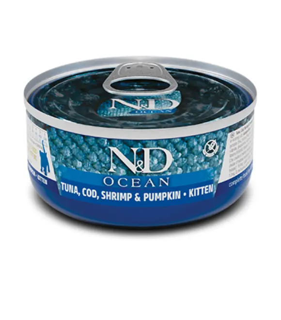 PZ-Farmina N&D Cat Ocean Tuna, Cod, Shrimp & Pumpkin Kitten 70g